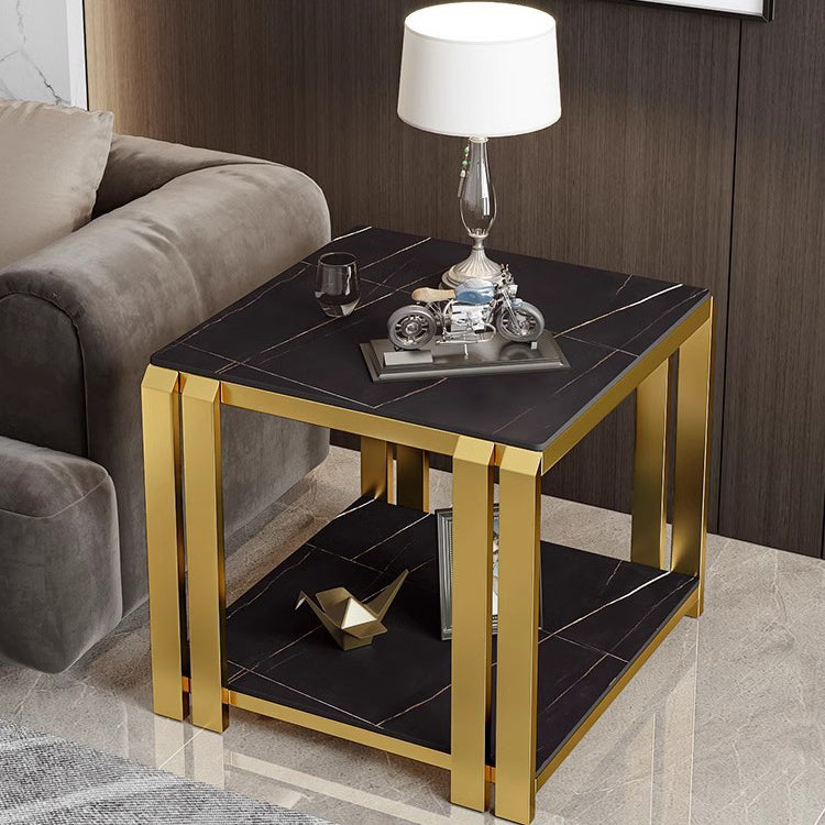 Nordic Slab Metal 2-Tier Side Table — White / Black