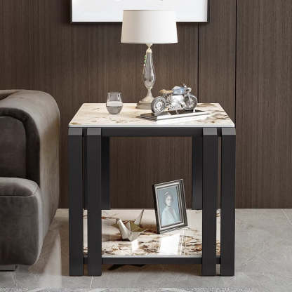 Nordic Slab Metal 2-Tier Side Table — Pandora / Gold