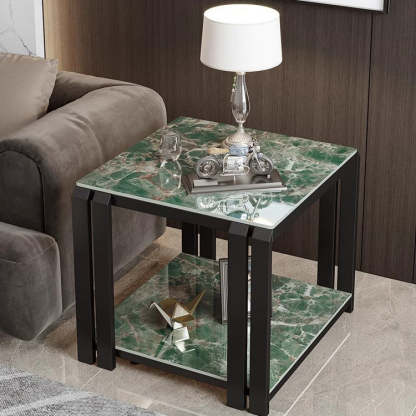 Nordic Slab Metal 2-Tier Side Table — Pandora / Gold