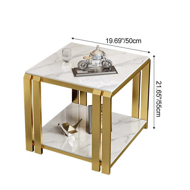 Nordic Slab Metal 2-Tier Side Table — Green / Black