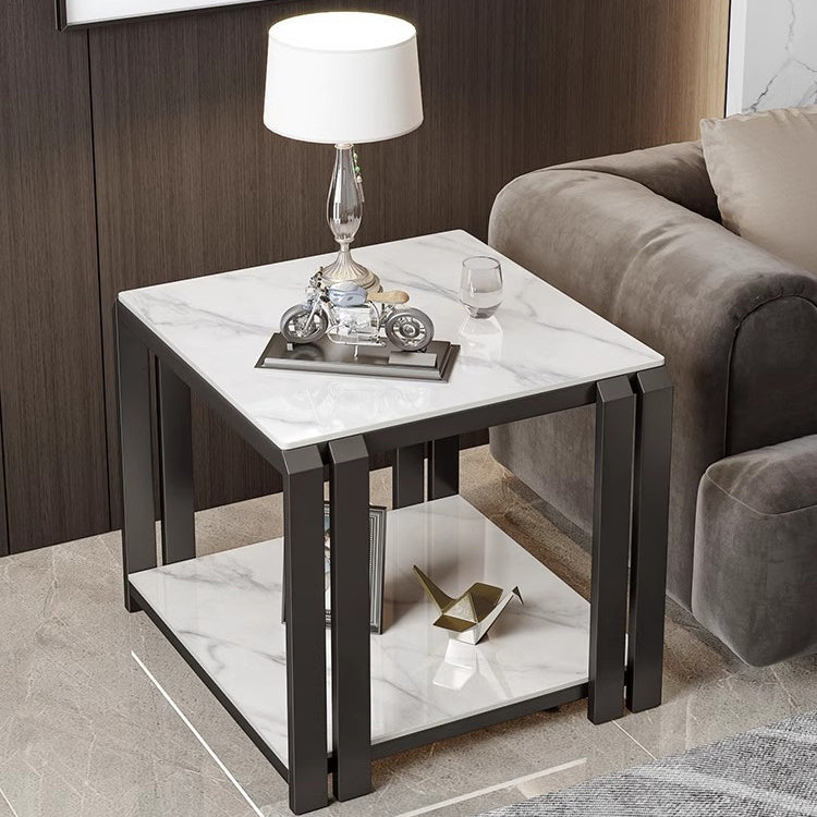 Nordic Slab Metal 2-Tier Side Table — Gray / Black