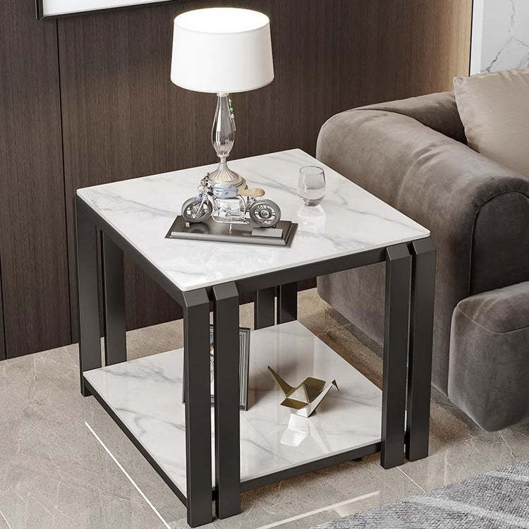 Nordic Slab Metal 2-Tier Side Table — Gray / Black