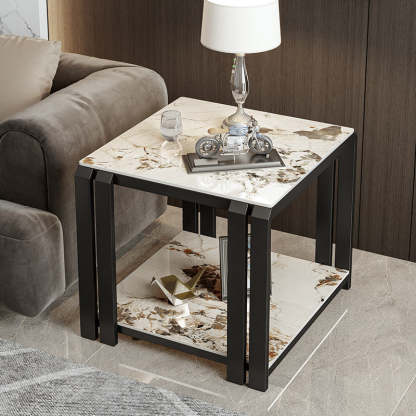 Nordic Slab Metal 2-Tier Side Table — Pandora / Gold