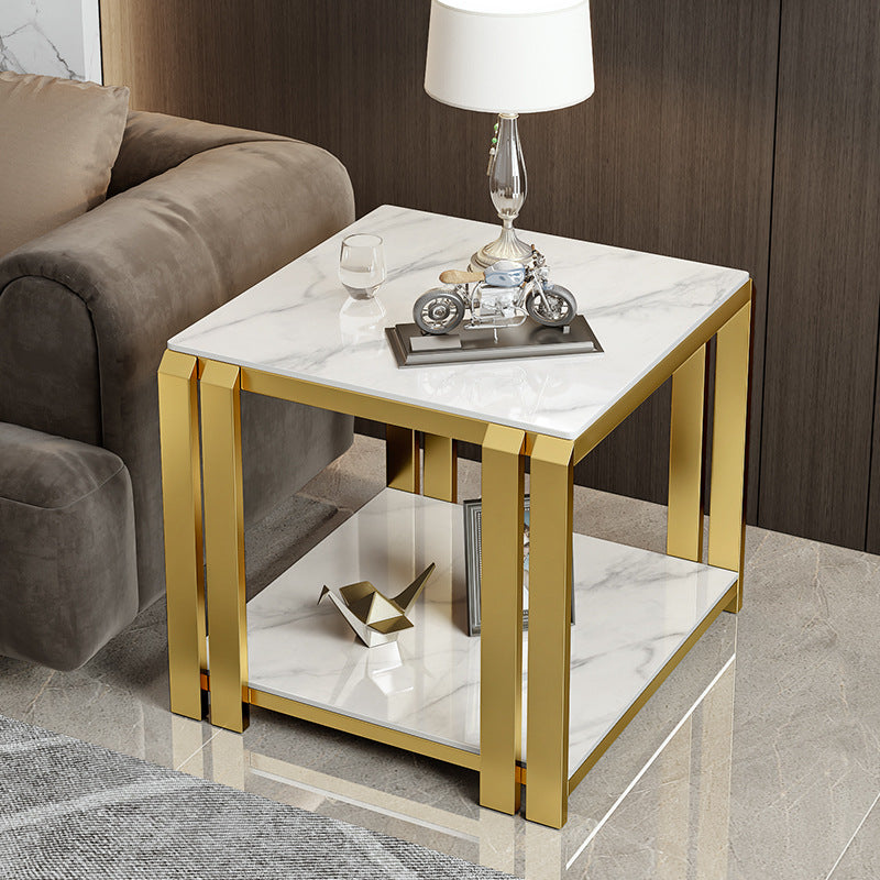 Nordic Slab Metal 2-Tier Side Table — Pandora / Black
