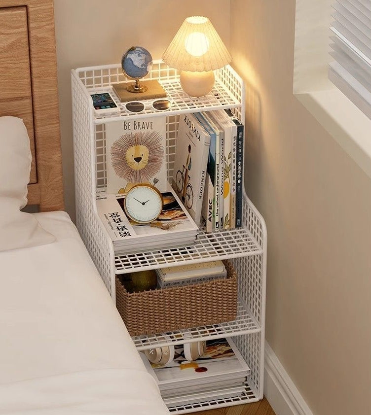 Minimalist Iron 4-Tier Side Cabinet Nightstand — White