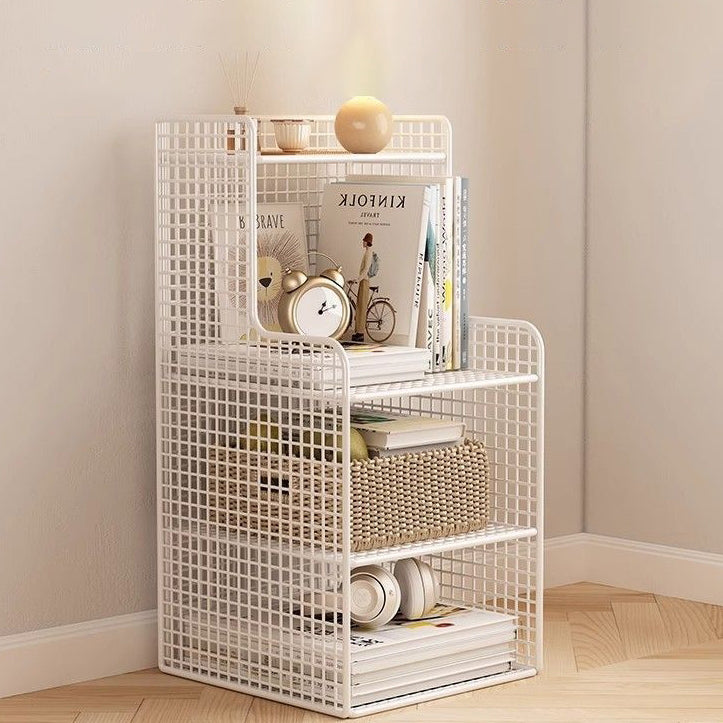 Minimalist Iron 4-Tier Side Cabinet Nightstand — Black