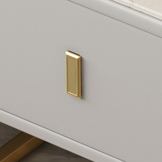 Modern Porcelain Slab Microfiber Leather 2-Tier Side Table