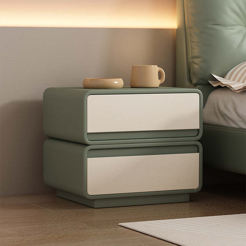 Lighom minimalist 2-drawer wood nightstands — 17.7" L x 15.7" W x 18.9" H / Green