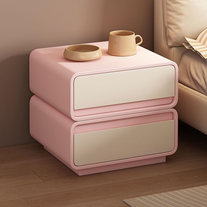 Minimalist Wood 2-Drawer Nightstand — White