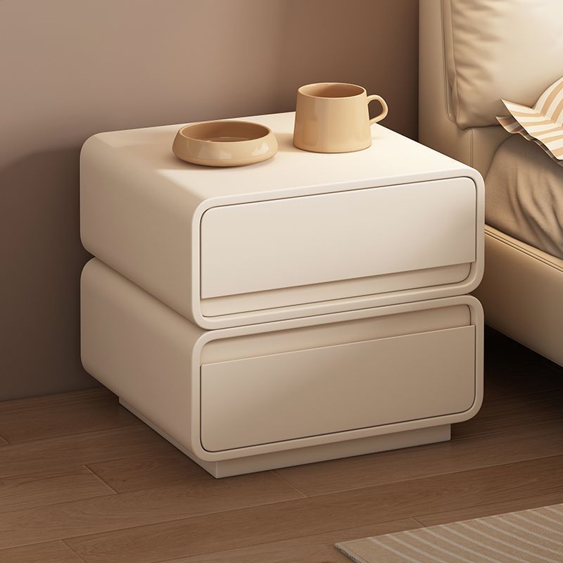 Minimalist Wood 2-Drawer Nightstand — Black + White