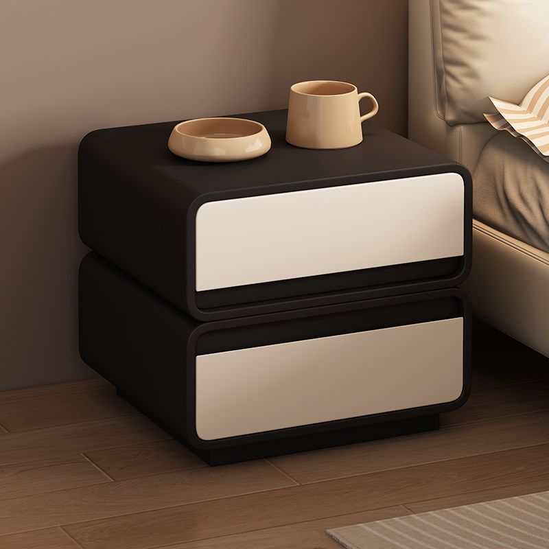 Minimalist Wood 2-Drawer Nightstand - Green