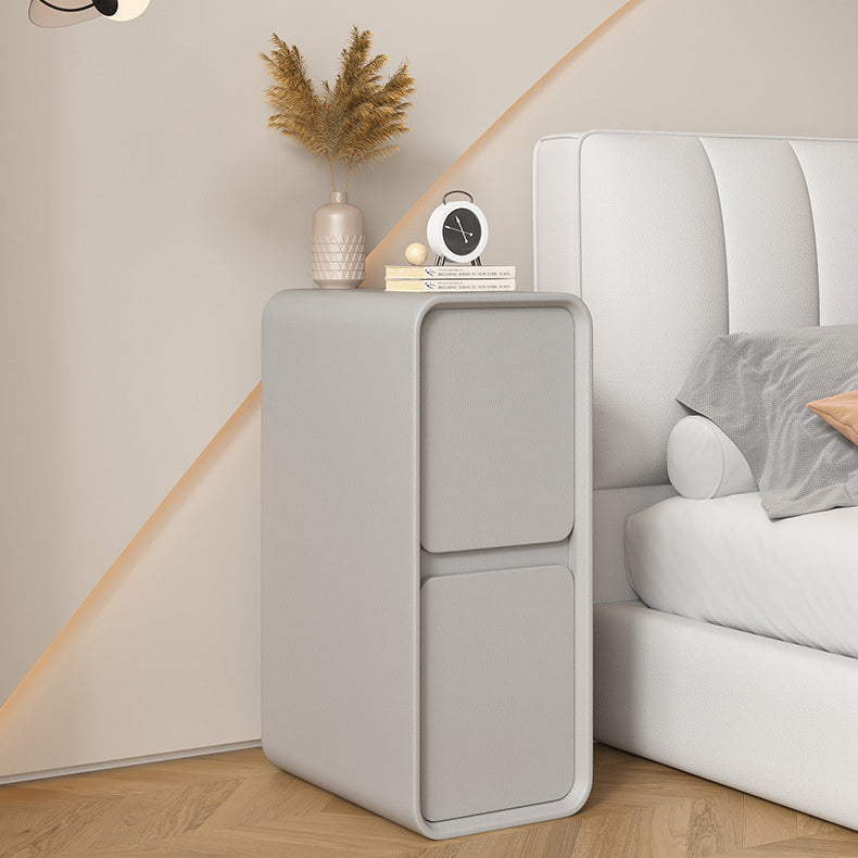 Minimalist Wood 2-Drawer Nightstand — Pink