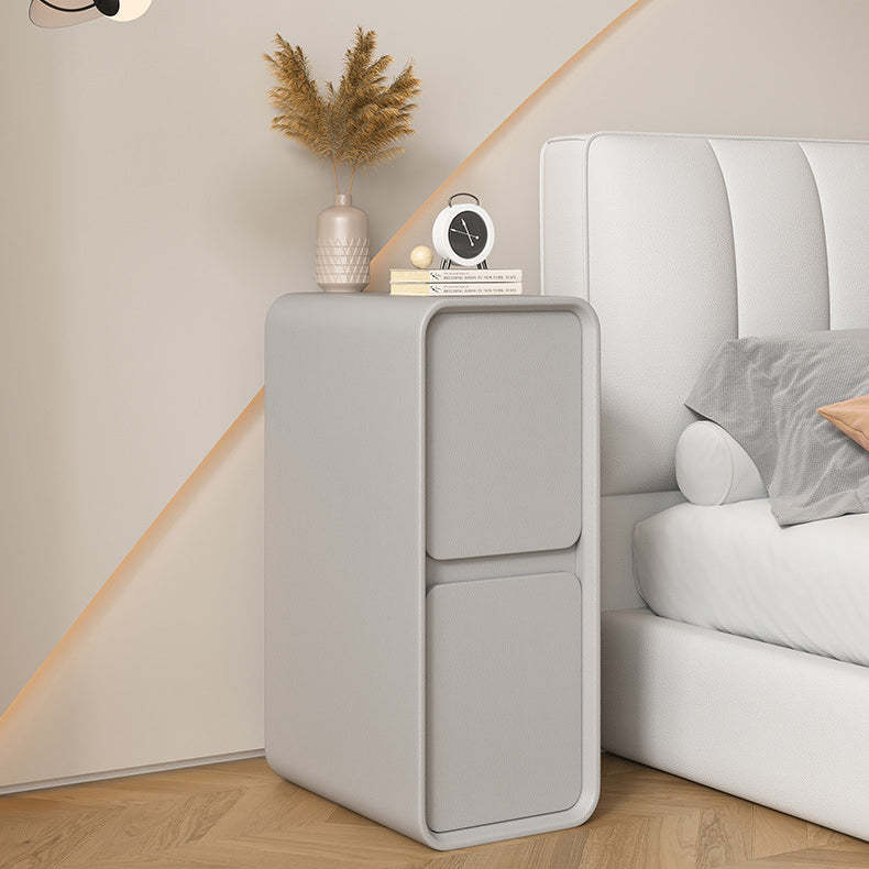 Minimalist Wood 2-Drawer Nightstand — Pink