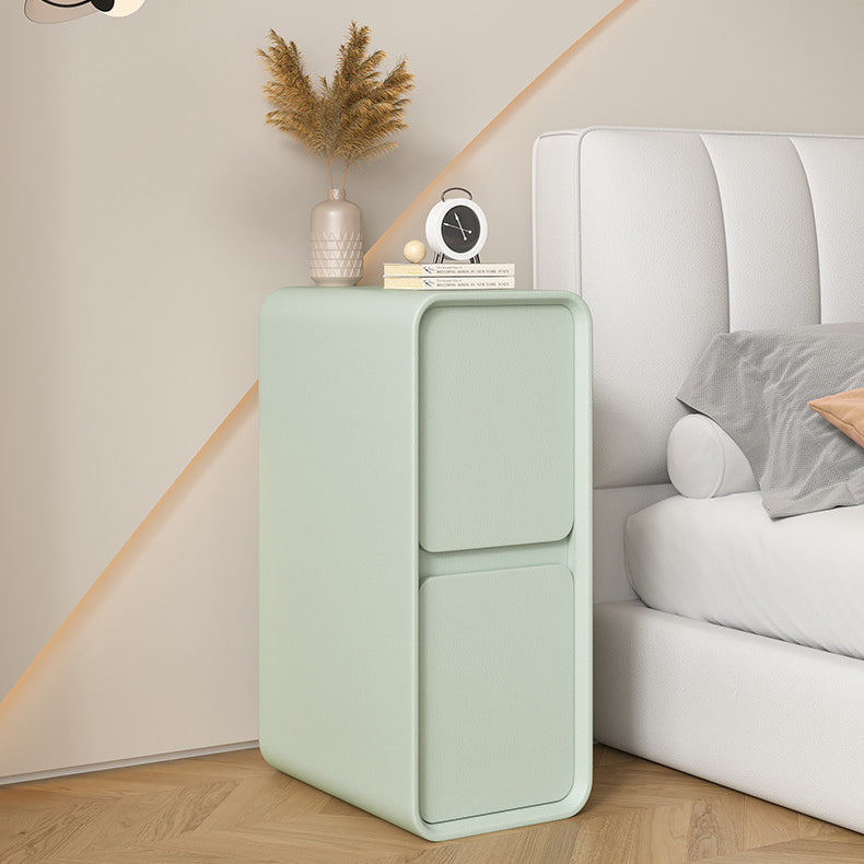 Minimalist Wood 2-Drawer Nightstand — Light Gray