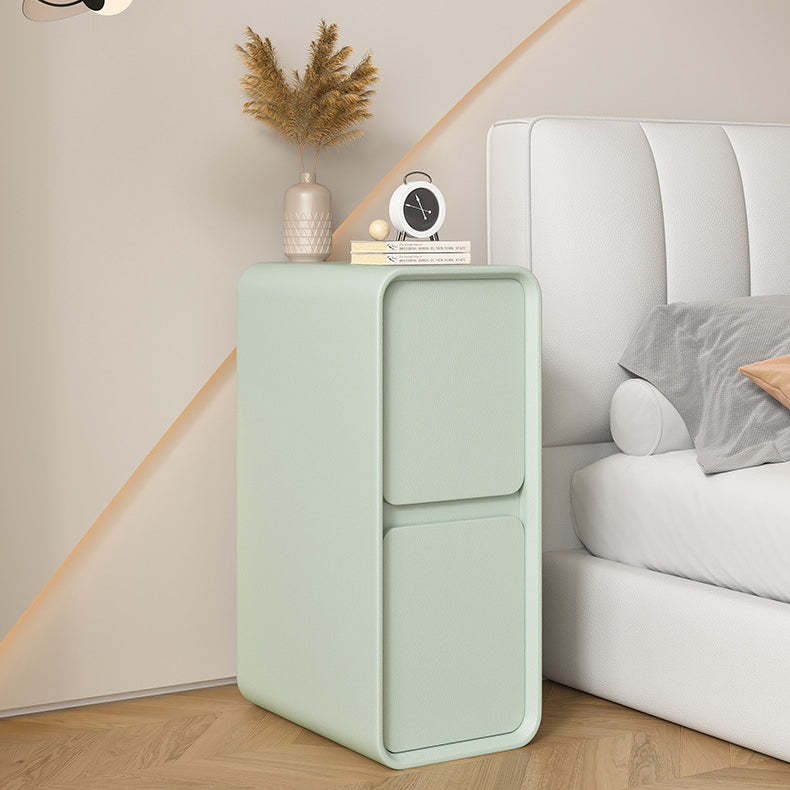 Minimalist Wood 2-Drawer Nightstand — Light Gray