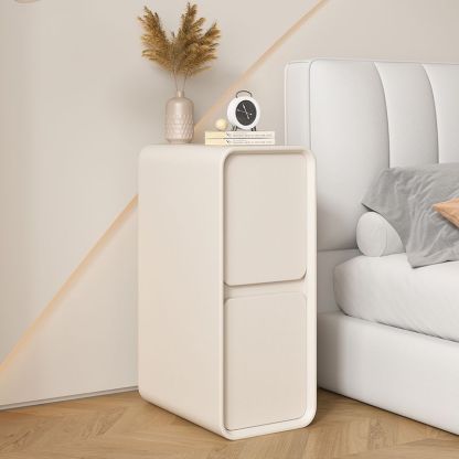Minimalist Wood 2-Drawer Nightstand — White