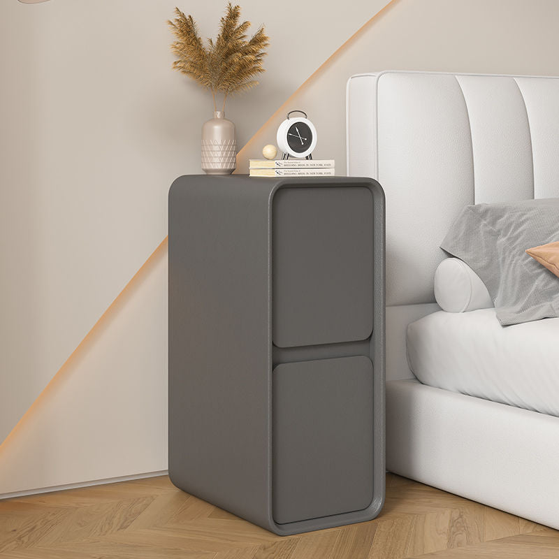 Minimalist Wood 2-Drawer Nightstand — Beige