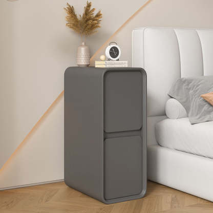 Minimalist Wood 2-Drawer Nightstand — Beige