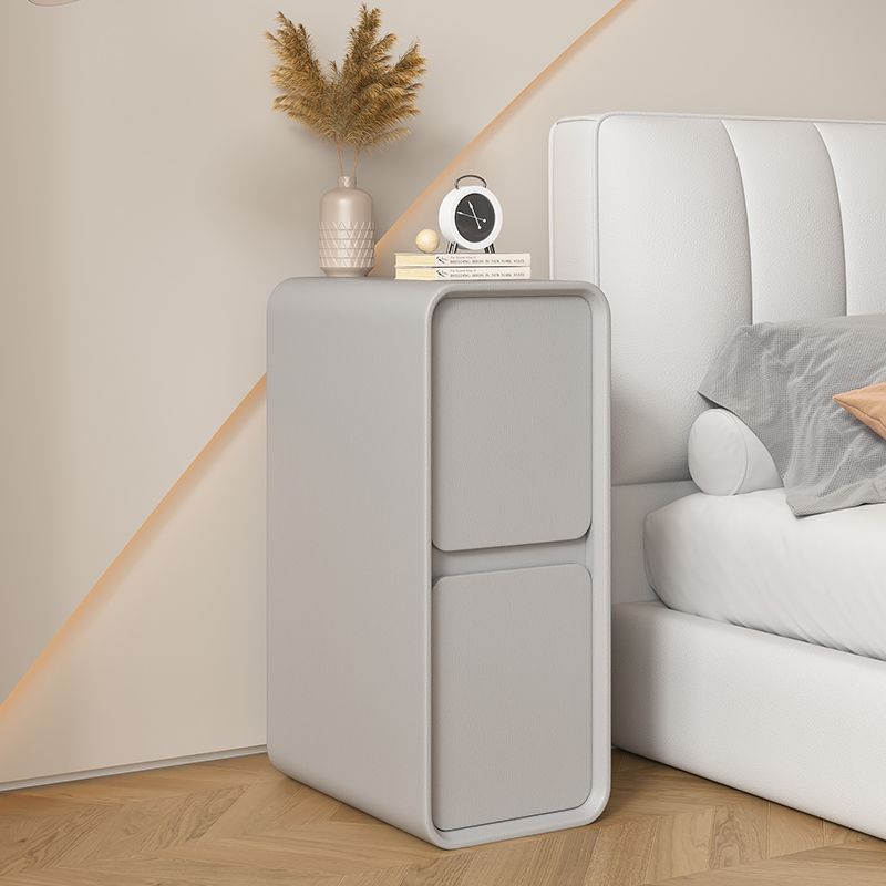 Minimalist Wood 2-Drawer Nightstand — Khaki