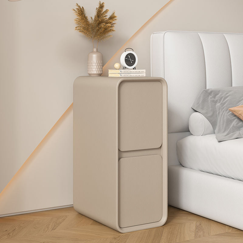 Minimalist Wood 2-Drawer Nightstand — White