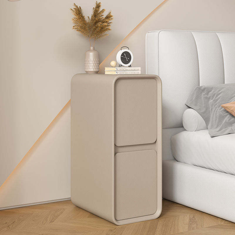 Minimalist Wood 2-Drawer Nightstand — White