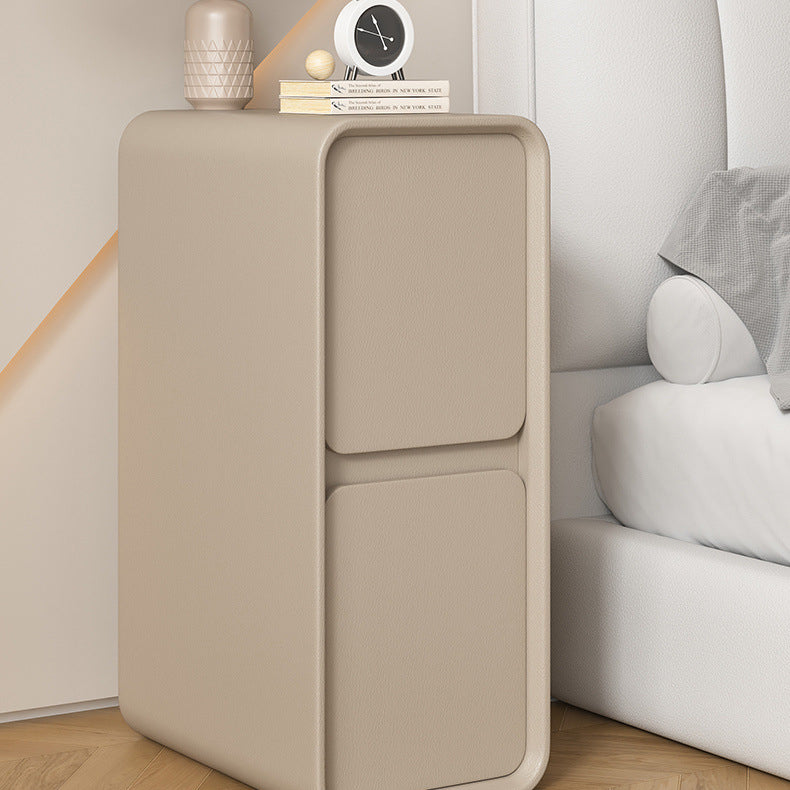 Minimalist Wood 2-Drawer Nightstand — Light Gray