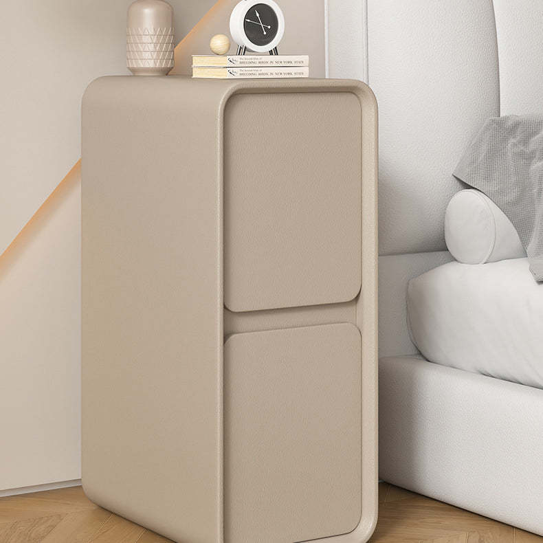 Minimalist Wood 2-Drawer Nightstand — Light Gray