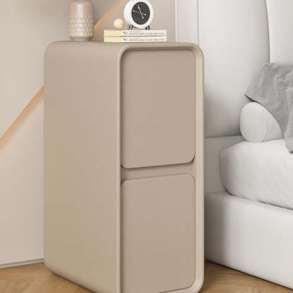 Minimalist Wood 2-Drawer Nightstand — Light Gray
