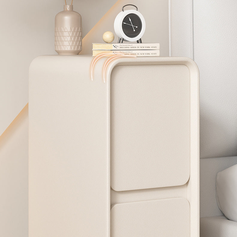 Minimalist Wood 2-Drawer Nightstand — Khaki