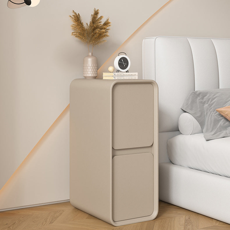 Minimalist Wood 2-Drawer Nightstand — Pink