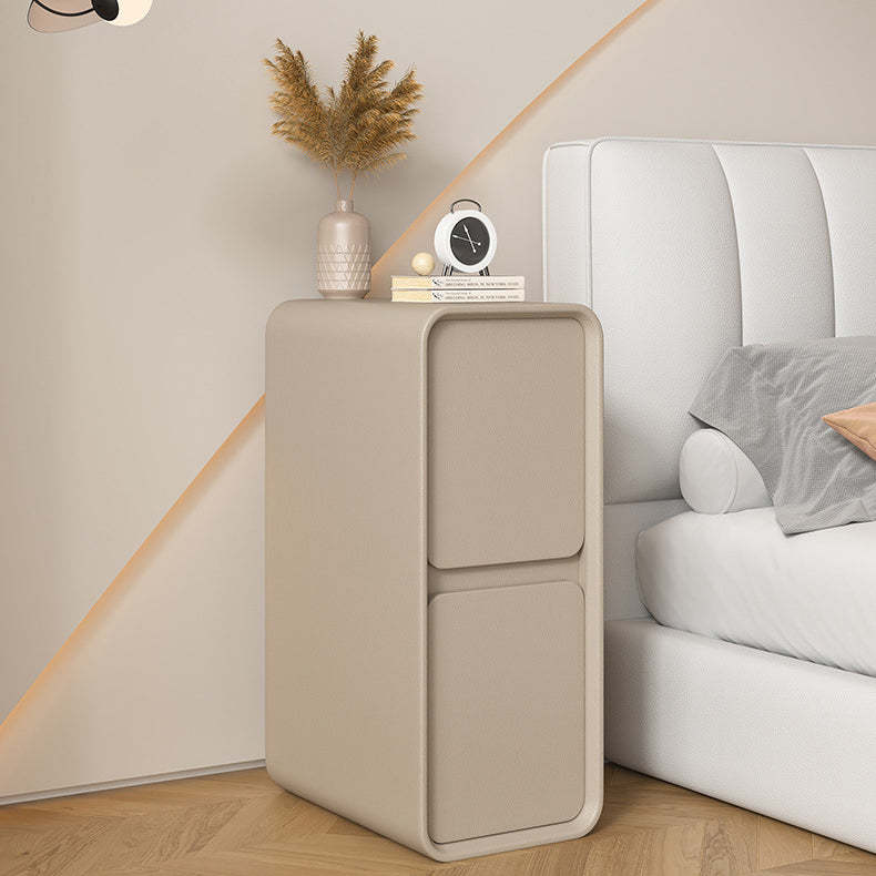 Minimalist Wood 2-Drawer Nightstand — Pink