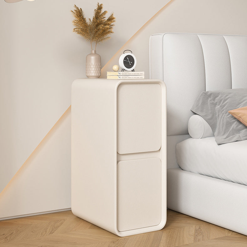 Minimalist Wood 2-Drawer Nightstand — Khaki