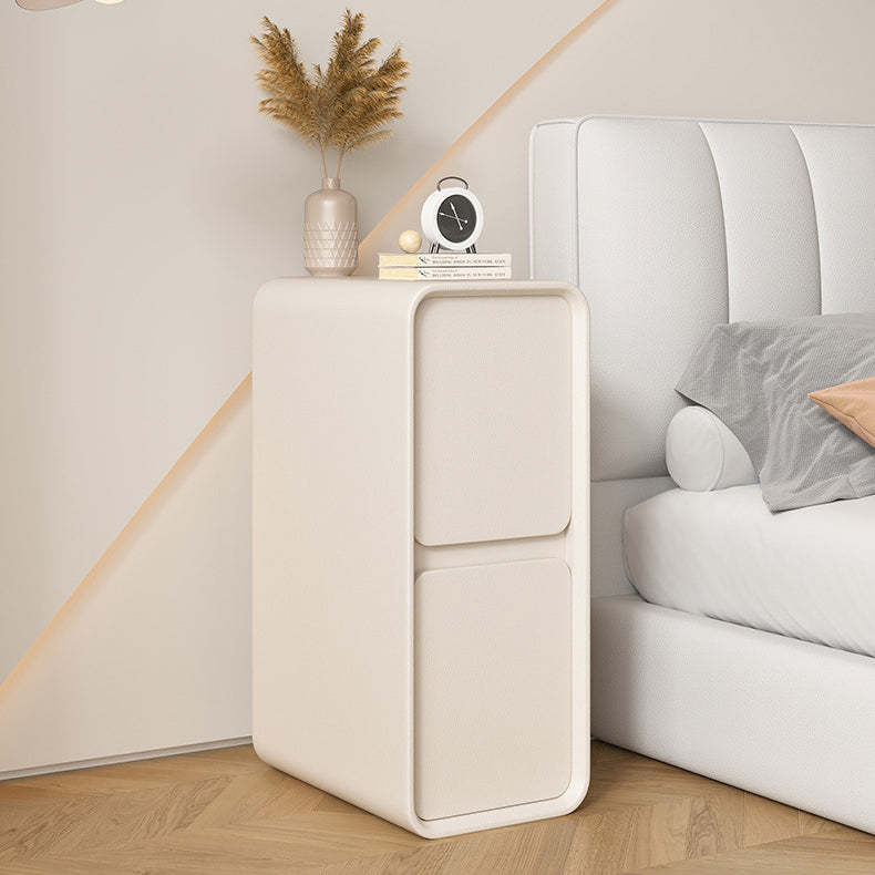 Minimalist Wood 2-Drawer Nightstand — Khaki