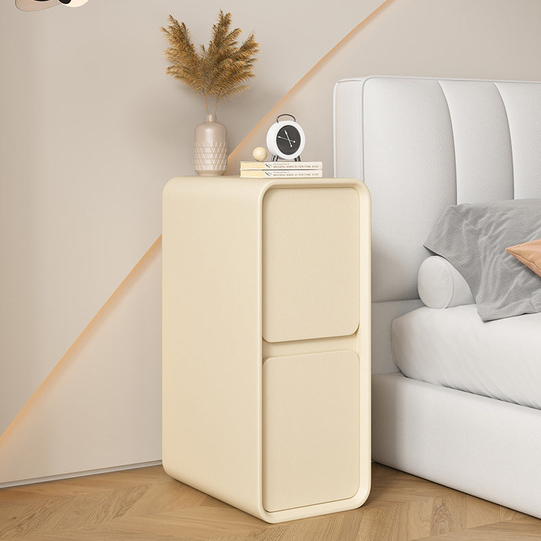 Minimalist Wood 2-Drawer Nightstand — Beige