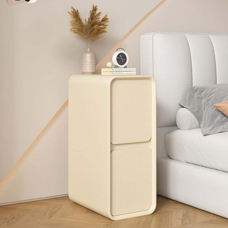 Minimalist ha98606 2-drawer wood nightstands — 8" L x 15.75" W x 18.5" H / Beige
