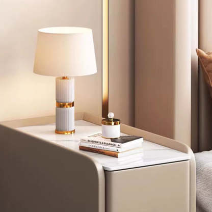 Nordic Slab Leather Wood 2-Drawer Nightstand