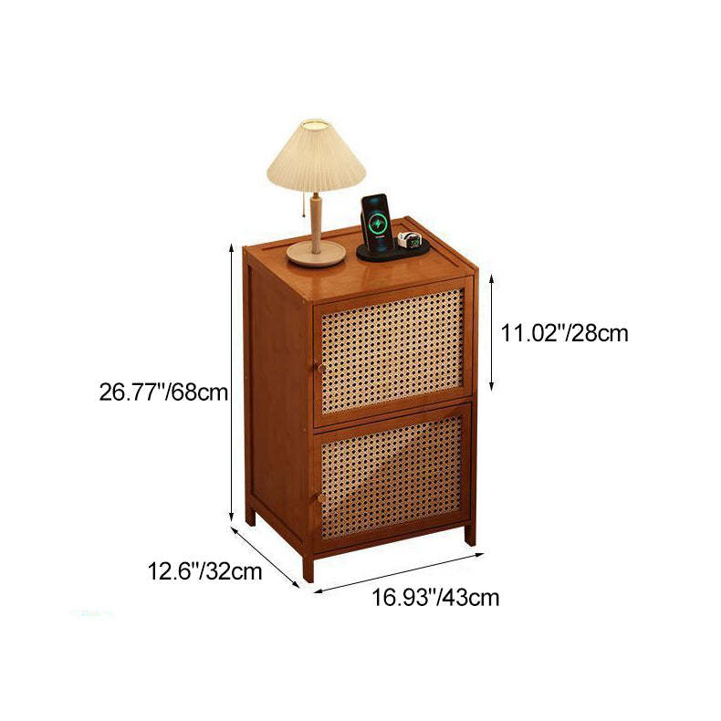 Retro Woven Bamboo Fiberboard 2-Cabinet Storage