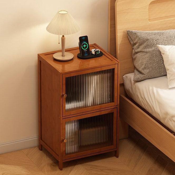 Retro Woven Bamboo Fiberboard 2-Cabinet Storage — Weaving Door