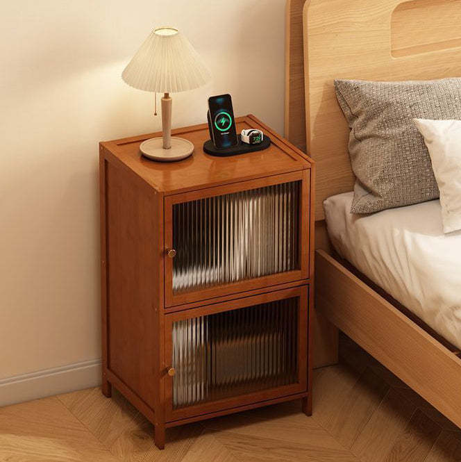 Retro Woven Bamboo Fiberboard 2-Cabinet Storage — Weaving Door