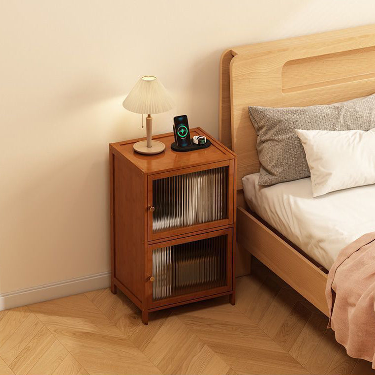 Retro Woven Bamboo Fiberboard 2-Cabinet Storage