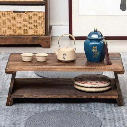 Chinese Solid Wood Rectangular Coffee Table 2-Tier