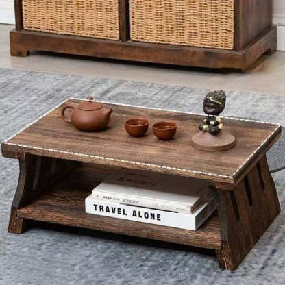Chinese Solid Wood Rectangular Coffee Table 2-Tier