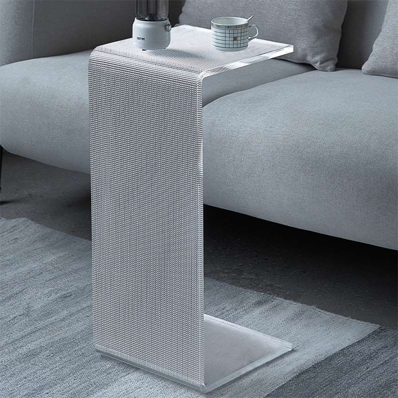 Minimalist Acrylic C-Shaped Side Table