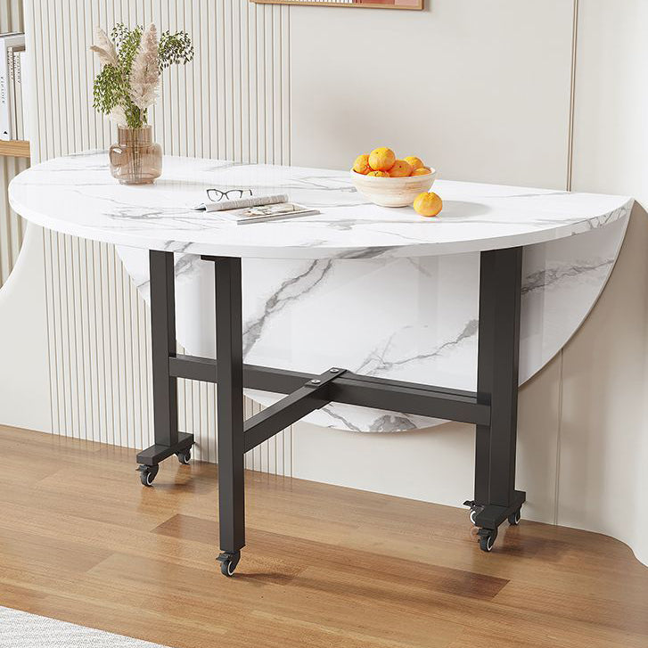 Minimalist Carbon Steel Foldable Round Dining Table for 3-10