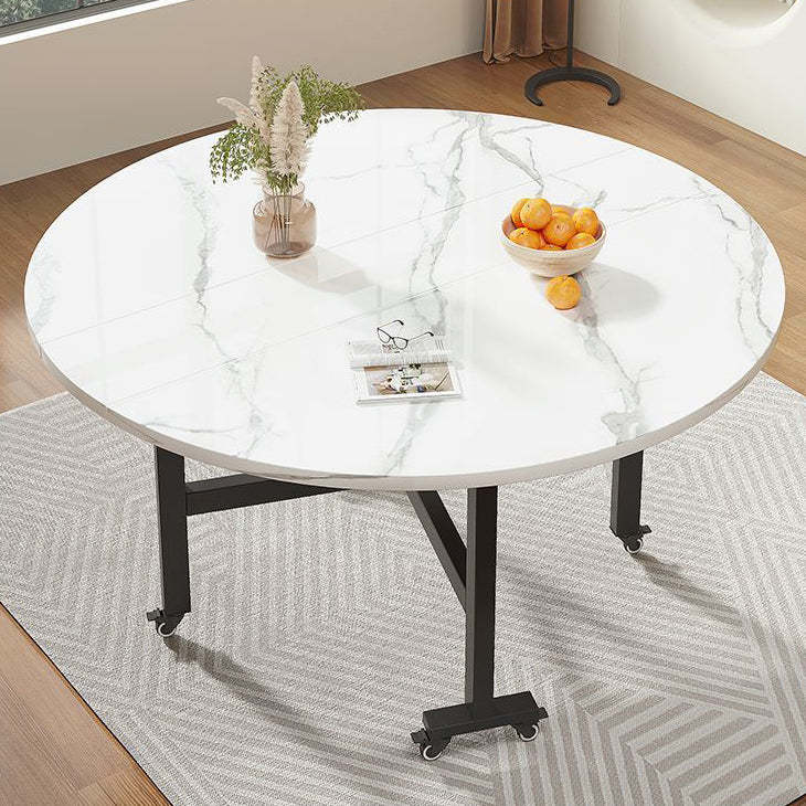 Lighom carbon round steel coffee tables for living room — 30" H x 47" Dia / White