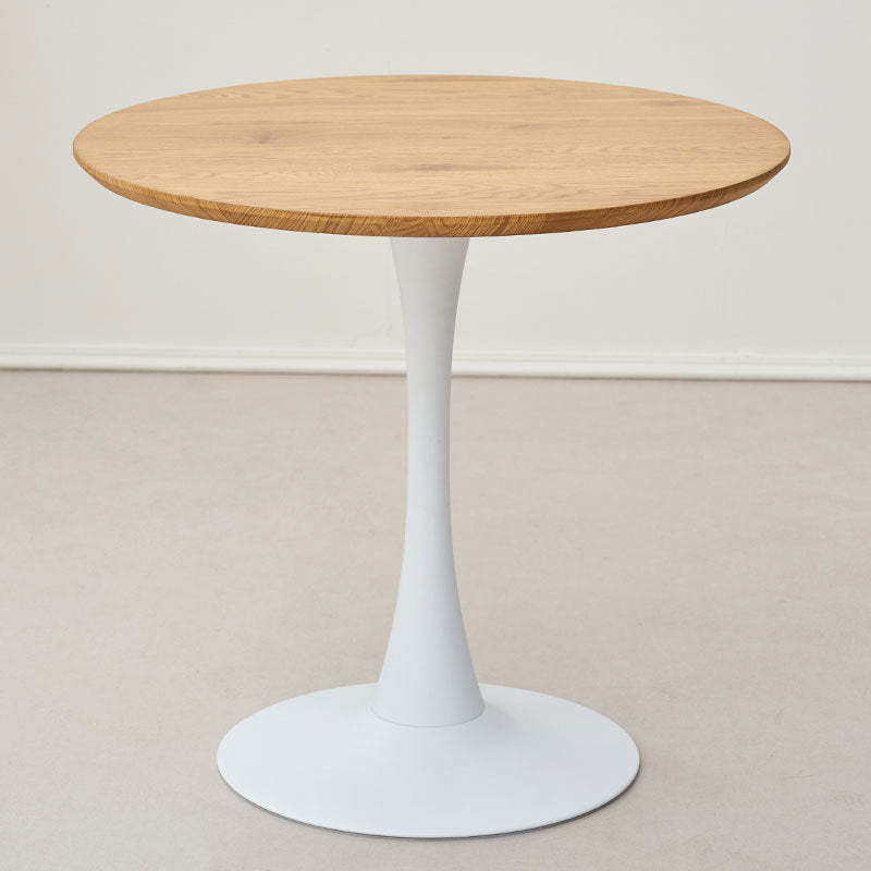 Nordic Engineered Wood Iron Trumpet-Leg Round Coffee Table