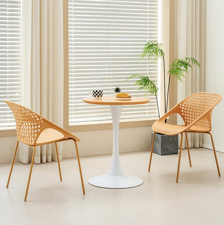 Nordic Engineered Wood Iron Trumpet-Leg Round Coffee Table