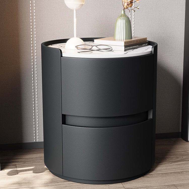 Minimalist Leather Velvet Rock Slab 2-Drawer
