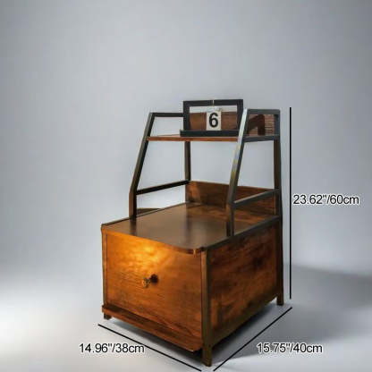 Retro Wood 2-Tier Drawer Storage