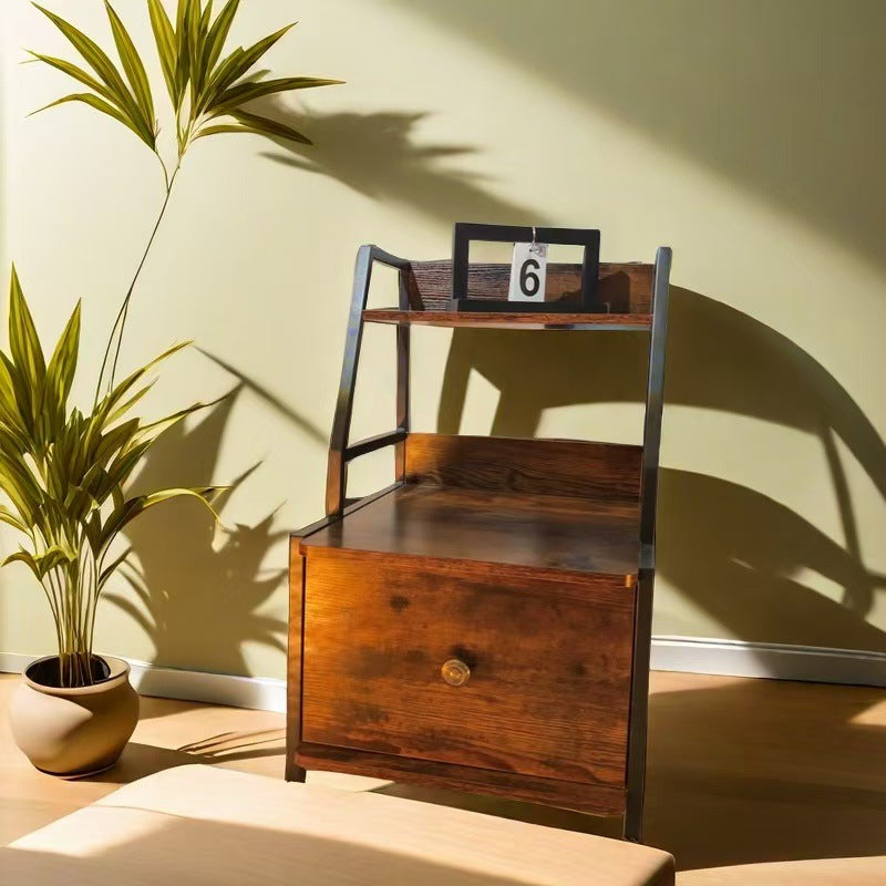 Retro Wood 2-Tier Drawer Storage